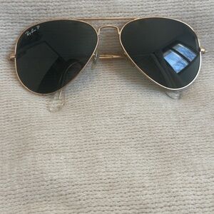 Ray-Ban Gold and Black Aviator Sunglasses